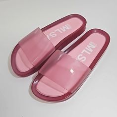 In New Condition No Major Flaws Well Cared For Women's Size 9 Melissa Pink Jelly Slide Beach Sandals. -Easy Slide On -Made In Brazil Melissa Sandals, Jelly Slides, Melissa Shoes, Womens Sandals Summer, N Shoes, Pink Beach, Walker Boots, Pink Shoes, Summer Sandals