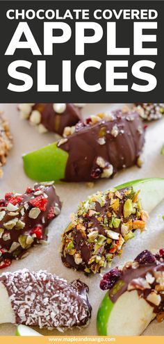 Take your snack game up a notch with these delicious chocolate dipped apple slices. Easy to make and totally customizable with all your favorite toppings! | www.mapleandmango.com