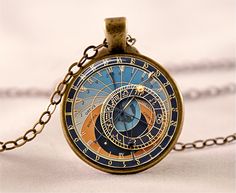 Game Of Thrones Jewelry, Clock Necklace, Astronomical Clock, Steampunk Pendant, Gra O Tron, Photo Pendant, Zodiac Jewelry