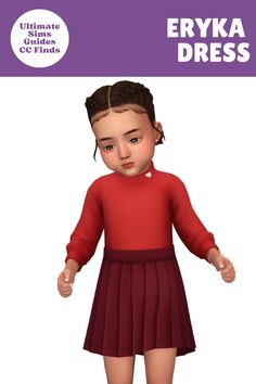 an animated girl in a red dress with her hands out and the words eryka dress