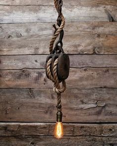 a light that is hanging from a rope