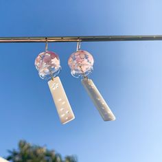 Japanese Wind Chime Style Sakura Cherry Blossom Flower with Natural White Shell Drop Dangled Earrings, Handmade Earrings These wind chime WON'T make sounds! The top part is made of glass, so if you drop it, it may break, so please be careful of them. Japanese Wind Chimes, Cherry Blossom Flower, Sakura Cherry Blossom, Japan Aesthetic, Cherry Blossom Flowers, Japanese Aesthetic, Cute Room Decor, Wind Chime, Blossom Flower