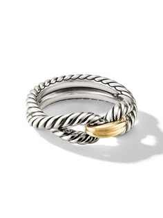 18kt yellow gold/sterling silver signature Cable motif design ring: 8mm To ensure the shine and polish of your David Yurman piece, wash with a little non-bleach, soapy water and wipe clean with a soft cloth. Normal everyday use and external agents may reduce the lustre of gemstones and gold surfaces. To maintain, use specific, non-abrasive products specially meant for cleaning jewellery. Yurman Ring, Outfit Pieces, David Yurman Ring, Nice Nails, Loop Bands, Demi Fine Jewelry, Grad Gifts, Fine Rings, Soapy Water