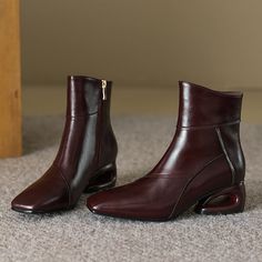 The Opulessa Slip-On Dress Boots feature a cow leather upper, a convenient zip closure, a 2-inch heel, and a square toe design, making them ideal for winter wear. Dress Boots, A Cow, 2 Inch Heels, Office Casual, Toe Designs, Tall Boots, Casual Everyday, Winter Wear, Dress With Boots