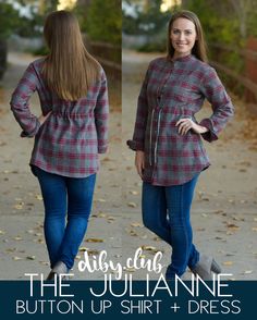 the juliaine button up shirt and dress sewing pattern