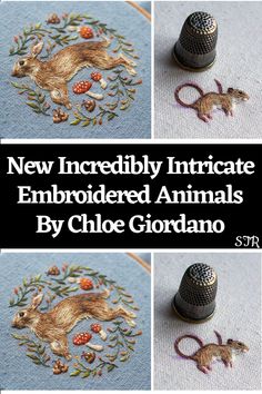 needled embroidered animals by cloe giordano, featured in the new incredibly intricate embroideryed animals book