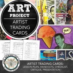 art project artist trading cards lesson in handouts, checklist, and critique presentation