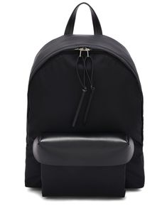 black faux leather debossed internal logo all-around zip fastening single top handle two adjustable shoulder straps front zip-fastening pocket partitioned compartment Designer Leather Backpack With Zipper Pocket, Designer Leather Backpack With Zipper, Designer Backpack With Zipper Pocket, Designer Black Leather Backpack With Zipper, Designer Black Leather Backpack With Zipper Closure, Handbag Essentials, Black Backpack, Jil Sander, Black Faux Leather