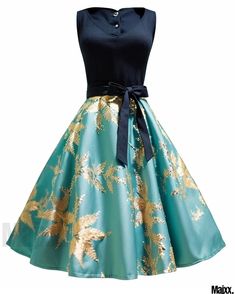 Green Sleeveless V-neck Party Dress, Mid Length Skirts, Skirt Skirt, Waist Circumference, Types Of Skirts, Swing Dress, Types Of Collars, Skirt Length, Types Of Sleeves