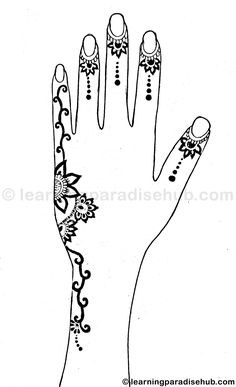 a drawing of a hand that has been decorated with flowers and beads on it, which is