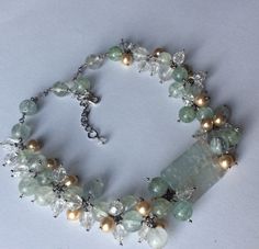 This one of a kind necklace is made with genuine 10 mm green prehnite beads, agate stone  rectangle, (45 x 25 mm), glass beads and silver colored fittings. Necklace is 42 cm (116,6 ) long without chain. Necklace has chain that regulates the length. This necklace is perfect for a formal occasion and wedding! Shipping: Post office service (registered package with tracking number). Shipping usually takes 12-25 days, depending on your location. Thank you for visiting my shop.Wait for you again... Prehnite Gemstone Beads Necklace For Gift, Green Beaded Rectangular Necklace, Rectangular Green Beaded Necklace For Gift, Green Rectangular Beaded Necklace Gift, Green Rectangular Beaded Necklace, Handmade Elegant Aventurine Beaded Necklaces, Handmade Elegant Aventurine Beaded Necklace, Elegant Aventurine Beaded Necklaces With Polished Beads, Elegant Aventurine Beaded Necklace With Polished Beads