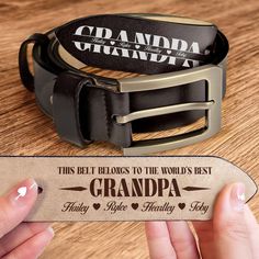 Personalized Leather Belt for Grandpa, Father's Day Gifts,  Grandpa Father's Day Gift, Unique Gift for Dad, Husband, Grandpa, From Grandkids  Product Details: - Material Excellence: Crafted from top-quality PU leather, our belt offers a soft, smooth texture that feels comfortable against the skin. Known for its durability, this leather retains its shape and appearance over time. - Sturdy Single-Loop Buckle: The belt features a robust metal buckle that not only enhances its elegant look but also Glow Forge, Unique Gifts For Dad, Kids Names, Father's Day Gifts, Name Gifts, Personalized Leather, Gift For Dad, Metal Buckles, Kid Names