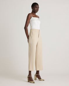 Elevate your everyday elegance with our Women's 100% Washable Silk Square Neck Tank. With its modern square neckline and delicate straps, it's perfect for both casual outings and special occasions. Our 100% mulberry silk satin feels sumptuous to the touch, yet is durable enough to be machine washed for a piece that’s equal parts low-maintenance and luxe.  | Quince | Women's Square Neck Tank Top in Ivory, Size Medium, Mulberry Silk Elegant Beige Camisole With Delicate Straps, Elegant Cream Camisole For Summer, Elegant Cream Summer Camisole, Elegant Beige Camisole With Adjustable Straps, Chic Everyday Spring Camisole, Elegant Beige Camisole With Spaghetti Straps, Elegant Fitted Beige Camisole, Elegant Summer Camisole, Elegant Spring Bottoms For Everyday