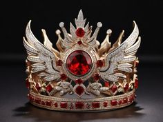 Leonardo Diffusion XL Create a white gold crown with red diamo 3 Beautiful Crowns, Fantasy Things, King Hat, Dnd Items, Flying Vehicles, Head Pieces