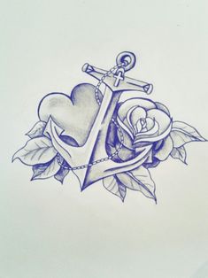 an anchor and roses tattoo design