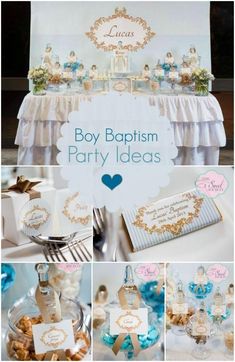 Baby Baptism Party, Boy Baptism Party, Elegant Boy, Sweet Society, Baptism Party Boy, Baptism Reception, Baptism Themes, Baptism Party Decorations, Baptism Party Ideas