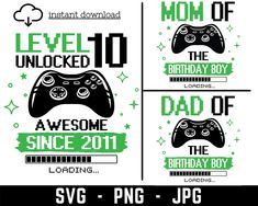 Level 10 Unlocked Svg 10th Birthday Boy Gamer 10 Years Old Etsy