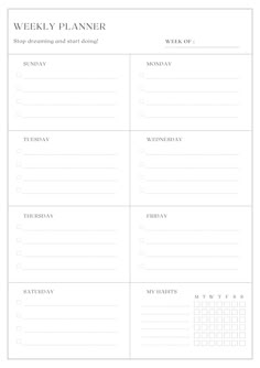 the printable weekly planner is ready to be used as a reminder for someone's upcoming