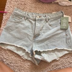 Jean Shorts From H&M. Brand New Never Worn. Size 10 But Fit More Like An 8. High Waisted And Very Cute On. H&m High Waist Cotton Jean Shorts, H&m Light Wash Mid-rise Bottoms, H&m High Waisted Casual Jean Shorts, H&m High Rise Cotton Shorts, H&m High Waist Casual Jean Shorts, Trendy Cotton Jean Shorts By H&m, H&m High Rise Shorts For Summer, Summer Cotton Jeans By H&m, H&m High Waist Denim Shorts