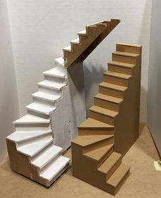 there is a set of stairs made out of cardboard