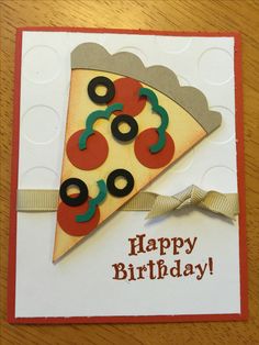 a birthday card with a slice of pizza on it