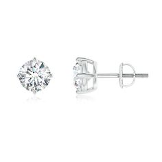 These 18k white gold classic lab-grown diamond stud earrings allure with their simple yet elegant look. The round lab-grown diamonds are held in a four-prong basket setting and look scintillating like celestial stars. White Solitaire Diamond Earrings, Lab Grown, White Solitaire Lab Grown Diamond Earrings, Celestial Stars, Diamond Jewelry Earrings, Basket Setting, Solitaire Setting, Solitaire Diamond, Diamond Stud Earrings, Diamond Stud