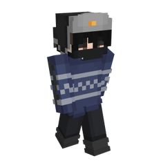 an image of a minecraft character in blue and grey clothes with his arms crossed