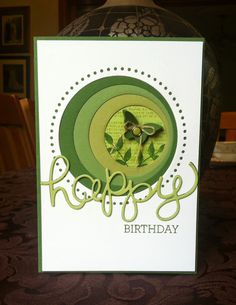 a happy birthday card with a bird on it's back and the words happy written in green