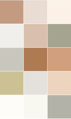 several different shades of brown, beige and white are shown in this gridded image