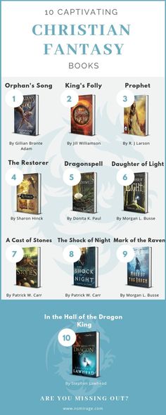 the book list for christian fantasy books, including an info sheet and instructions to read