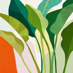 Tropica I Poster Print - Victoria Borges-VARPDX140767GG Image 1 Tropical Leaves Painting Wall, Abstract Leaves Painting, Tropical Leaves Painting, Triptych Art, Plant Texture, Pop Art Style, Coastal Living Room, Plant Painting, Tropical Art