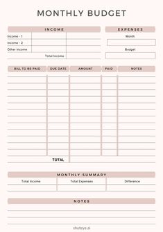 a printable budget sheet with the words, month to date and time on it