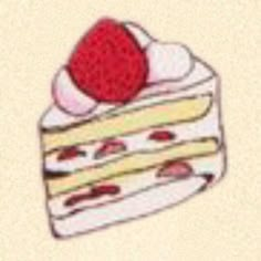 a piece of cake with a cherry on top is shown in this drawing or illustration