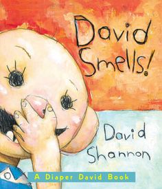 a drawing of a boy with his head in his hands and the words david smells on it