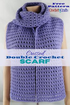 a purple crocheted sweater with the words crossed on it and an image of a mannequin head