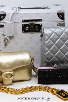 An assortment of luxurious fashion items including a quilted Chanel bag, a sparkling evening clutch, and a gold chain necklace are displayed against a bright, elegant backdrop. Jewelry And Accessories, Luxury Accessories