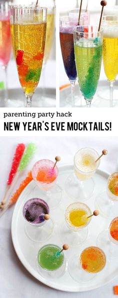 the new year's eve cocktails are ready to be served at your next party