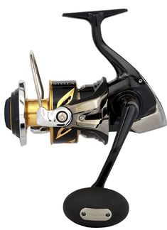 a spinning fishing reel on a white background