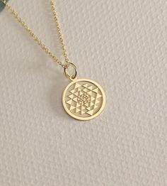 14K Real Solid Gold Sri Yantra gold necklace ● Material of pendant: Solid Gold 14k ( REAL GOLD ) ● Metal Stamp: 14L ( REAL GOLD ) ● The pendant is available in 6 sizes: - 14,0 mm / 0,55 inches ( Diameter ) In the photos - 15,3 mm / 0.60 inches ( Diameter ) - 16,5 mm / 0,65 inches ( Diameter ) - 19,1 mm / 0,75 inches ( Diameter ) - 21 mm / 0,82 inches ( Diameter ) - 23 mm / 0.90 inches ( Diameter ) ( In the photos the size is 14mm / 0.55 inches Diameter ) ( Jump Ring inner diameter: 4 mm ) ● Mate Sri Yantra, Chakra Necklace, We Can Do It, Necklace Personalized, Blouse Design, Jump Rings, Gold Style, Metal Stamping, Real Gold