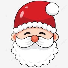 santa claus face with red hat and white beard, person, cartoon, christmas png and psd