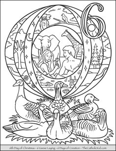 the birth of jesus coloring page with animals and numbers on it, including an egg