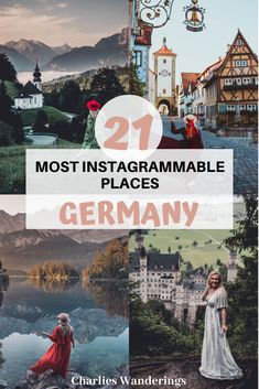 some pictures with the words 21 hidden gems in german, including an image of a castle and