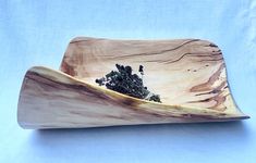 a wooden bowl with some trees in it