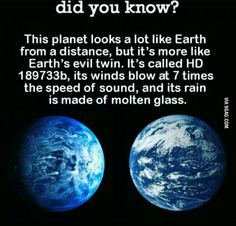 two blue earths with the caption that says, did you know? this planet looks like earth from a distance, but it's more like earth