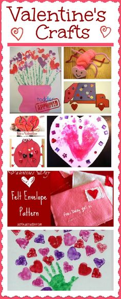 valentine's crafts for kids with hearts and flowers on the bottom, pink background