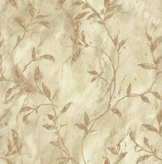 a beige and brown wallpaper with leaves on it