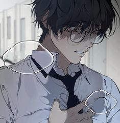 an anime character with glasses and a tie