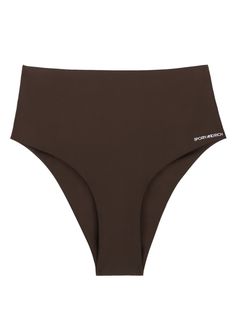 chocolate brown stretch-design logo print to the front high-waisted elasticated waistband high cut Be mindful to try on swimwear over your own garments. High Stretch Seamless Brown Bottoms, Seamless Brown Bottoms For Beach, Brown Seamless Bottoms For Beach, Seamless Brown Beach Bottoms, Be Mindful, Sporty And Rich, High Cut, Design Logo, Try On