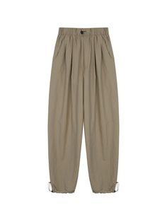 Editor's NotesMARBETE’s nylon pants give casual look with wide fit and pintuck detail.- Adjustable drawstring and stopper in waist and hem- Side and back pockets- Wide fit- Pintuck detailMeasurements(in.)One Size- Length: 41.7in.- Waist: 11.8in.- Thigh: 12.6in.- Rise: 14.6in.*Model Info: 5’11’’ 136.7lbs Fitting Size FComposition & Care- 20% Cotton, 70% Nylon, 10% Polyester- Please check the care labelDesigner- by MARBETE Beige Parachute Pants With Elastic Waistband For Work, Casual Nylon Parachute Pants For Work, Khaki Ankle-length Parachute Pants With Elastic Waistband, High-waisted Khaki Parachute Pants With Elastic Waistband, Khaki High-waisted Parachute Pants With Elastic Waistband, Utility Parachute Pants With Loosely Fitted Hips, Solid Color Parachute Pants With Elastic Waistband For Workwear, Baggy Ankle-length Parachute Pants With Drawstring, Solid Parachute Pants With Elastic Waistband For Work