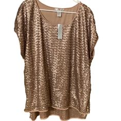 Wd-Ny Woman Nwt Gold Sequined High Low Top With Zipper Sides Gorgeous And Perfect For Any Night Out! Rose Gold Top, Top With Zipper, High Low Top, Gold Top, Sequin Top, Low Top, High & Low, High Low, Night Out